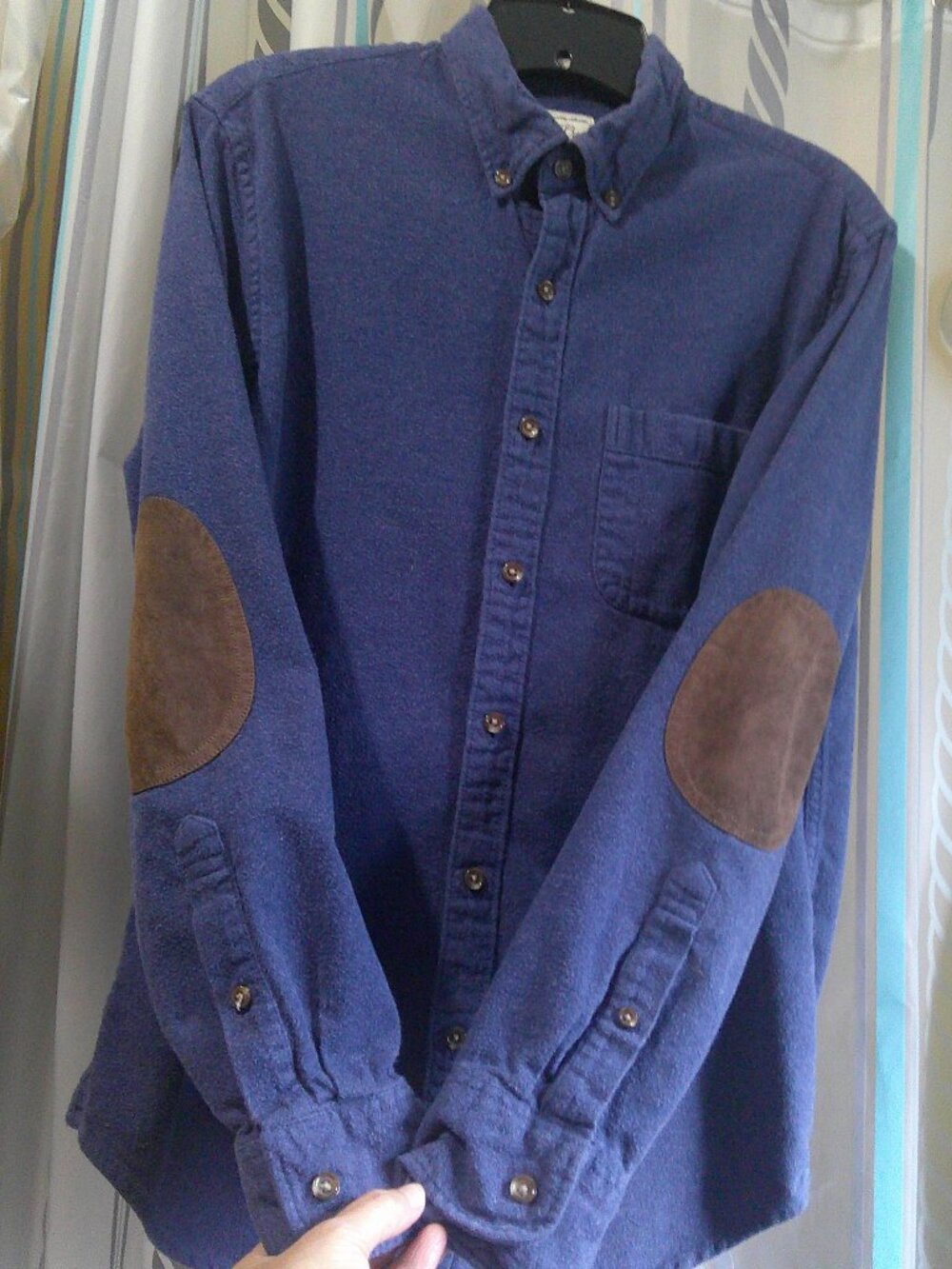 J CREW Mid-Weight Chamois Flannel Button-Down Slim-Fit SHIRT Elbow Patches Man M